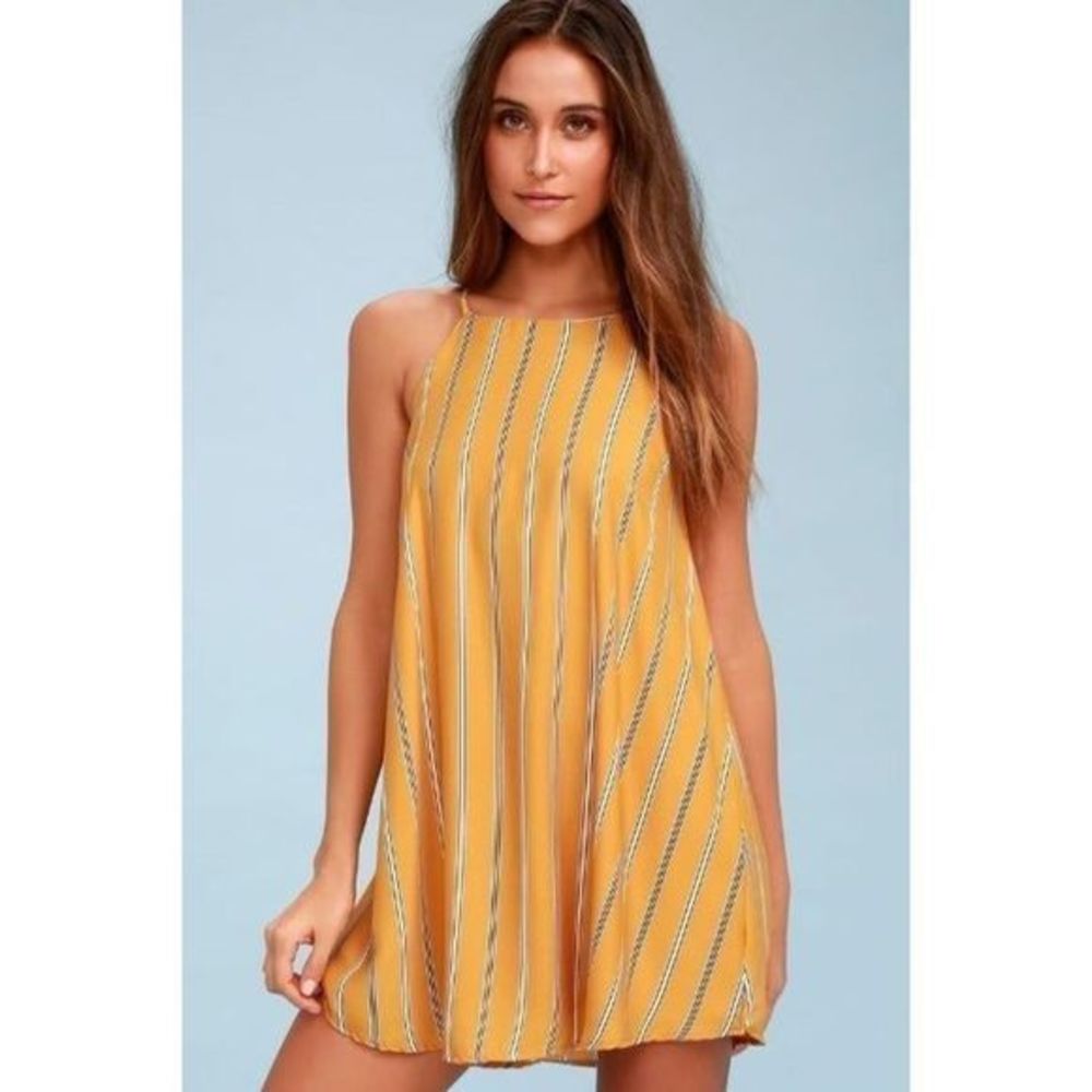 Lulu's Sweet Little Lines Yellow Stripe Shift Dress‎